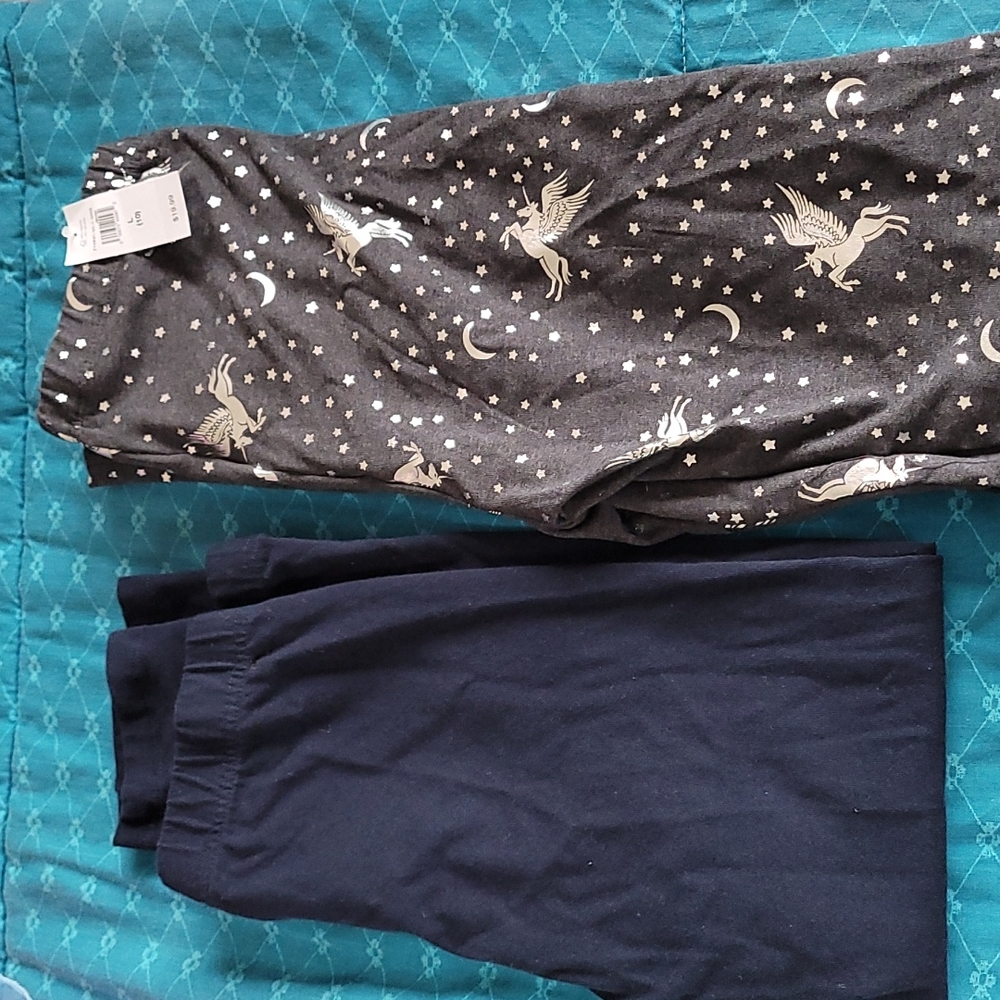 2 pair girls leggings sz L (10)